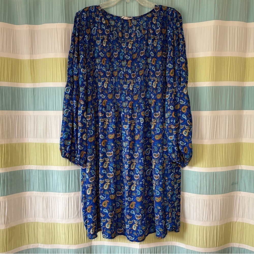 Chloe + Rene Paisley Dress Blue Light Knee Length Sz 2X - Picture 10 of 10